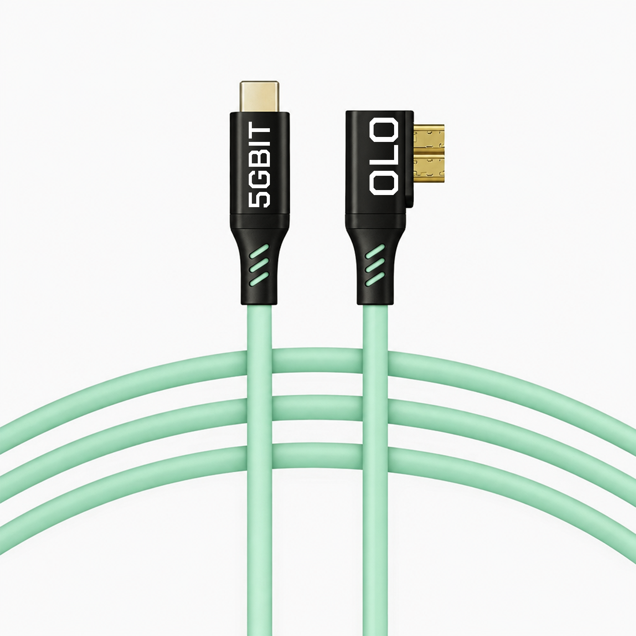 OLO — Cable tether USB-C a Micro B en ángulo recto de 10 m 5GBIT